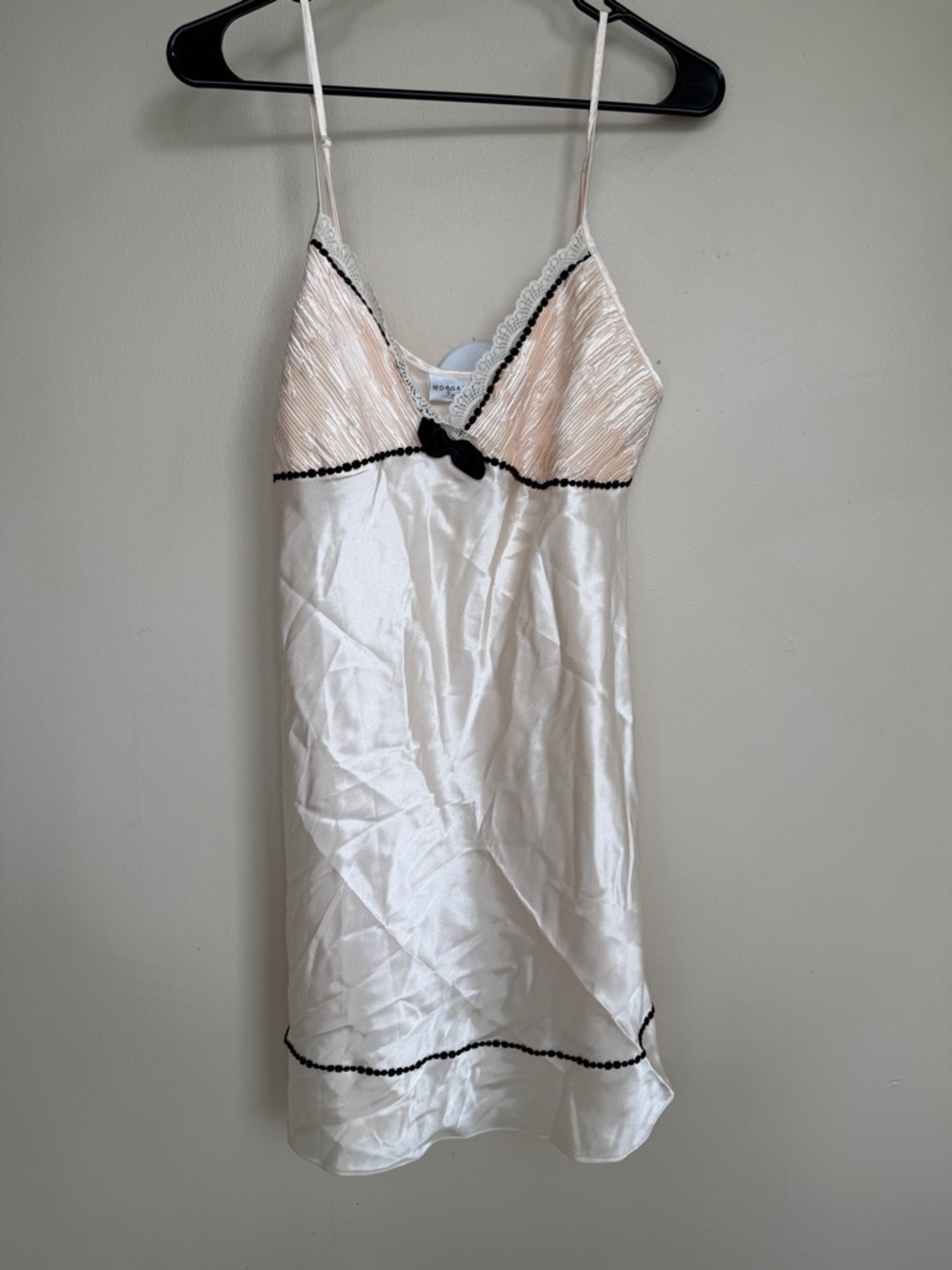 Morgan Taylor Intimates Ivory & Blush Lace Slip Dress with Black Trim